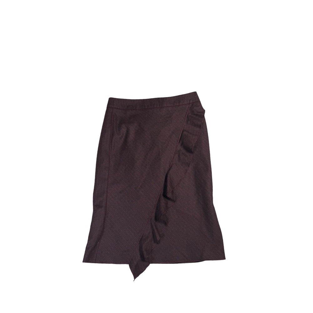 MNG Office Siren Plum Purple 70% Wool Blend Ruffle Wrap Mini Skirt
